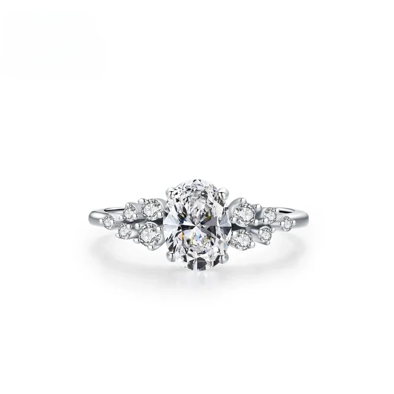 

New925 Silver Ring Female Korean Fashion High Quality Zircon Ring Instagram Red Plated Platinum Handicraft Wedding Jewelry