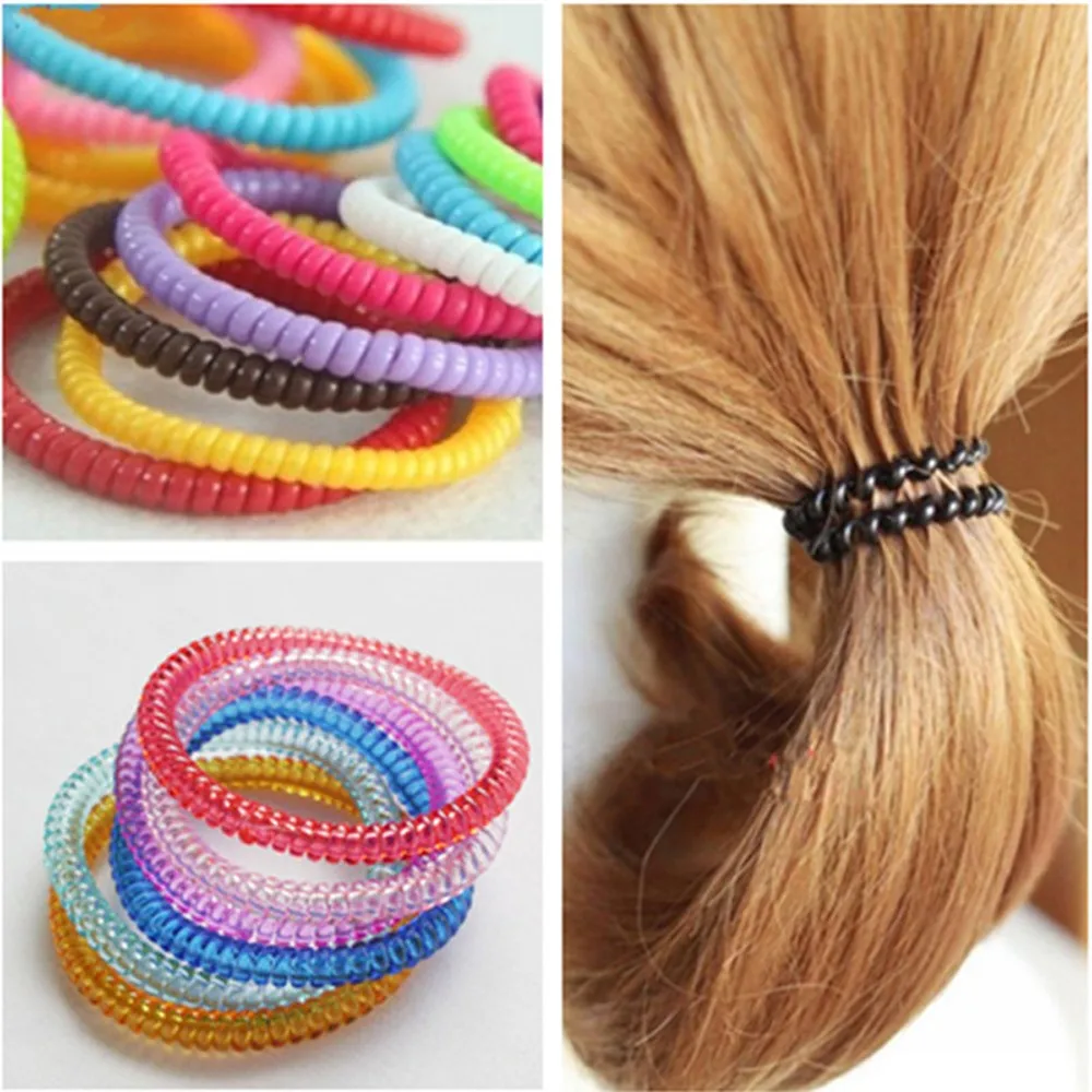 20pcs Accessory Elastic Super Thin Rubber Hair Ropes Telephone Wire Ponytail Holder