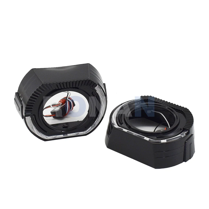 Ronan 2.5/3inch BM Sport LED Black Shrouds Square Guide Angel Eyes Car Styling  DRL Halo Ring for Bi-xenon Bi-led Lens