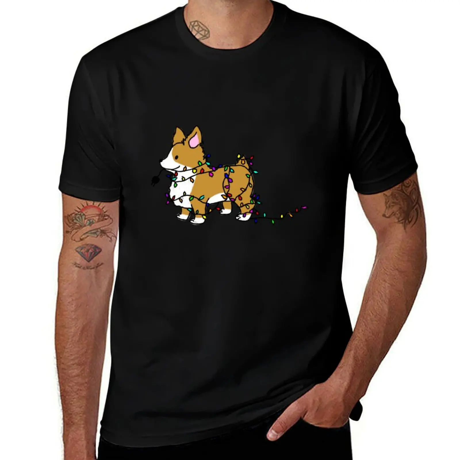 Corgi Christmas Time T-Shirt Outdoor Work Short Sleeve Top T-Shirt