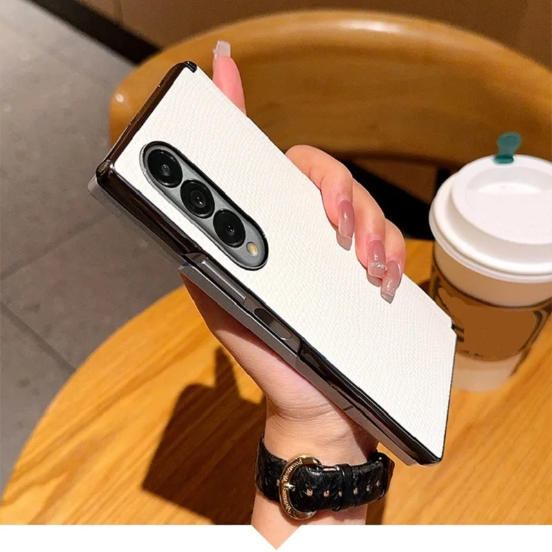 Solid Color Leather Folding Phone Cover for Samsung Galaxy Z Fold7/Z Fold6/Z Fold5/Z Fold4 with Protective Case