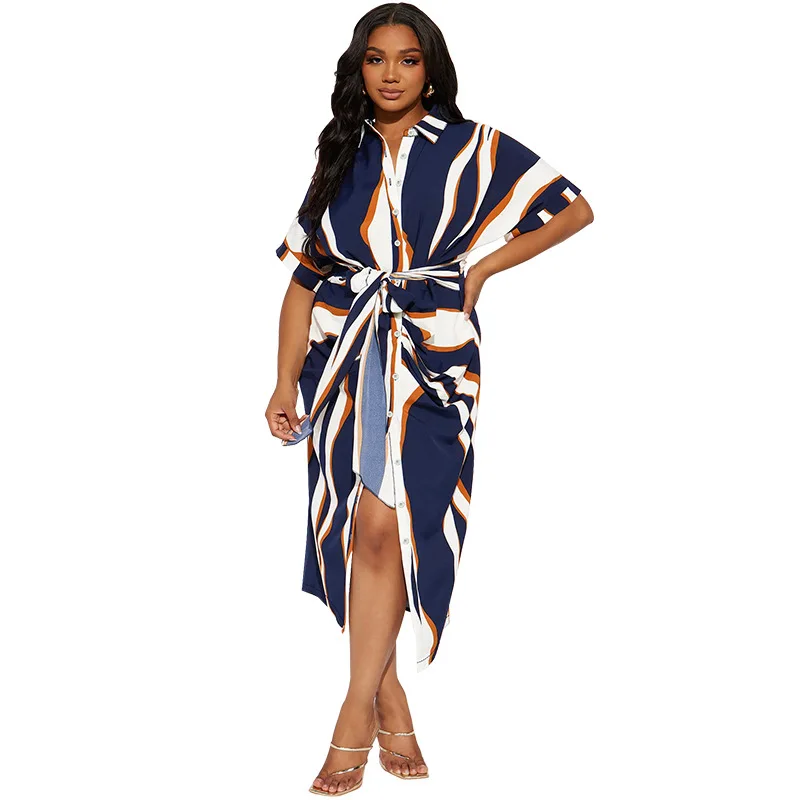 

Dashiki African Dresses for Women Autumn African Half Sleeve V-neck Plus Size Shirt Midi Dress XL-5XL Outfits Africa Clothing
