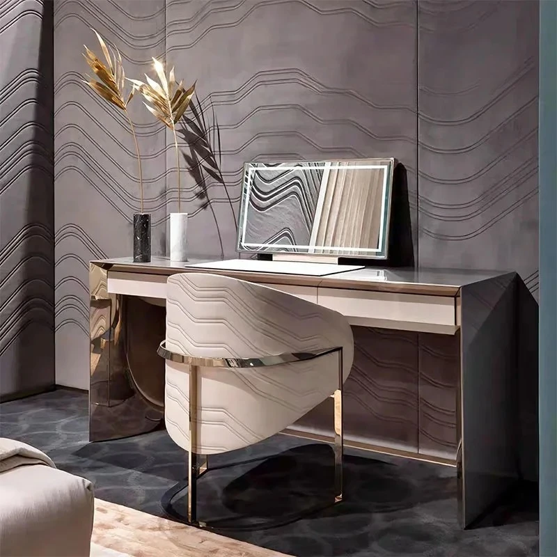 Light luxury leather dining chair bedroom premium makeup stool modern minimalist personalized living room leisure chair