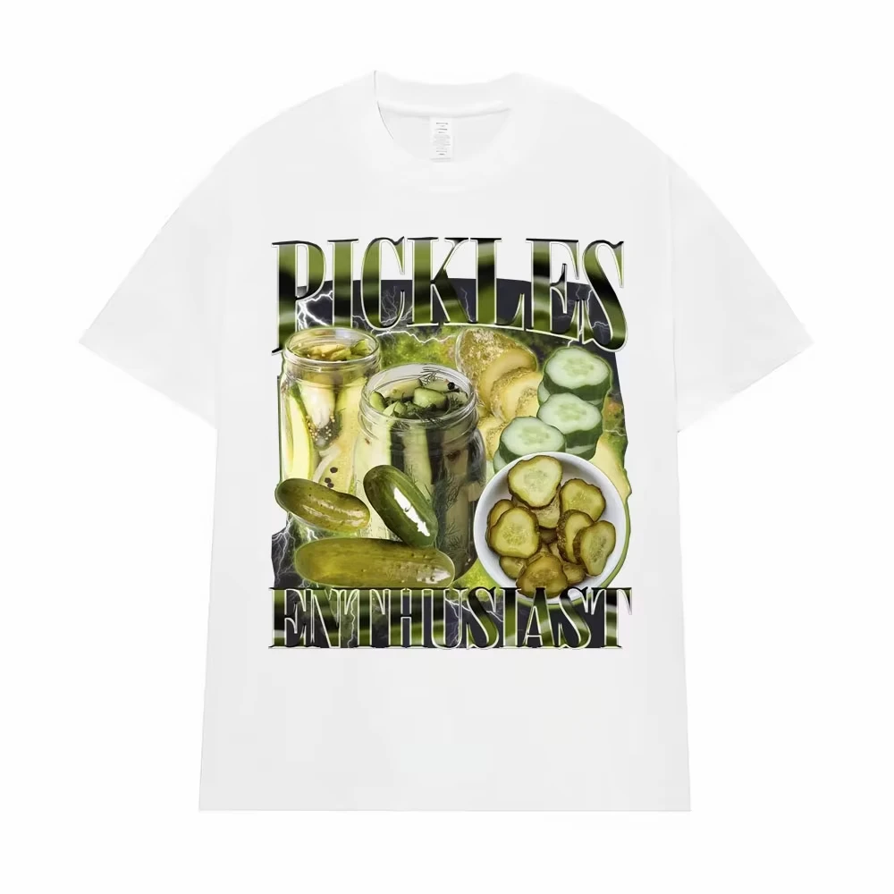 Vintage Pickle Enthusiast Tops Funny Meme T Shirts Casual 90s Graphic T-shirt Oversized Print T Shirt Aesthetic Clothes Unisex