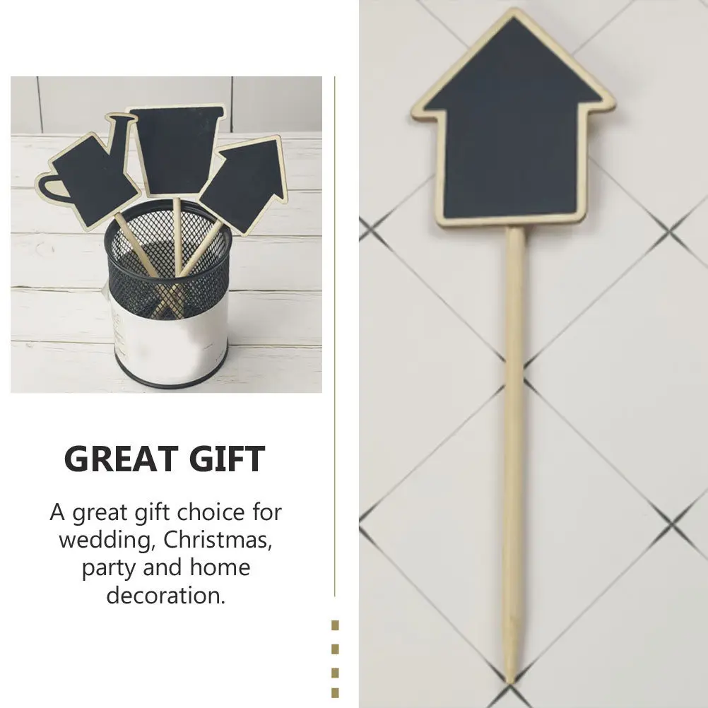 10Pcs Small Chalkboard Picks Mini Garden Blackboards Wooden Message Boards Plant Labels for Food Toppers Cupcake Decor
