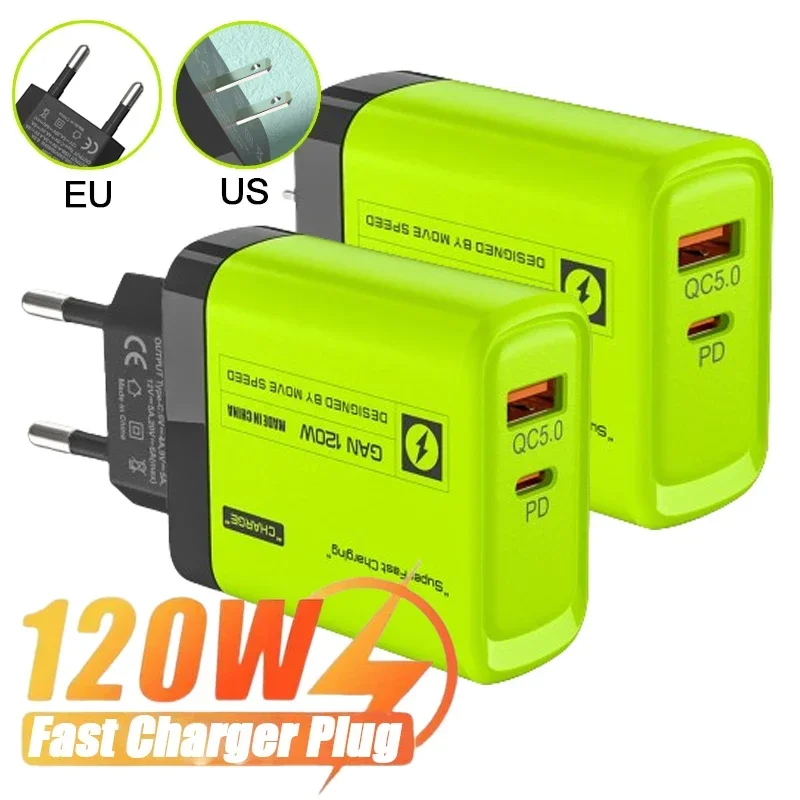 120W PD USB Fast Charging Plug For iPhone iPad Samsung Xiaomi Redmi Tablet Laptop Universal Quick Charge Charger Adapter