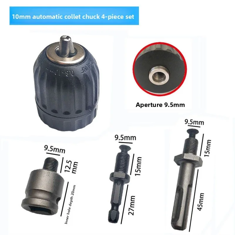 -border hand-tightening chuck set4PC Hexagonal wind blower Round handle adapter wrench adapter three-jaw chuck