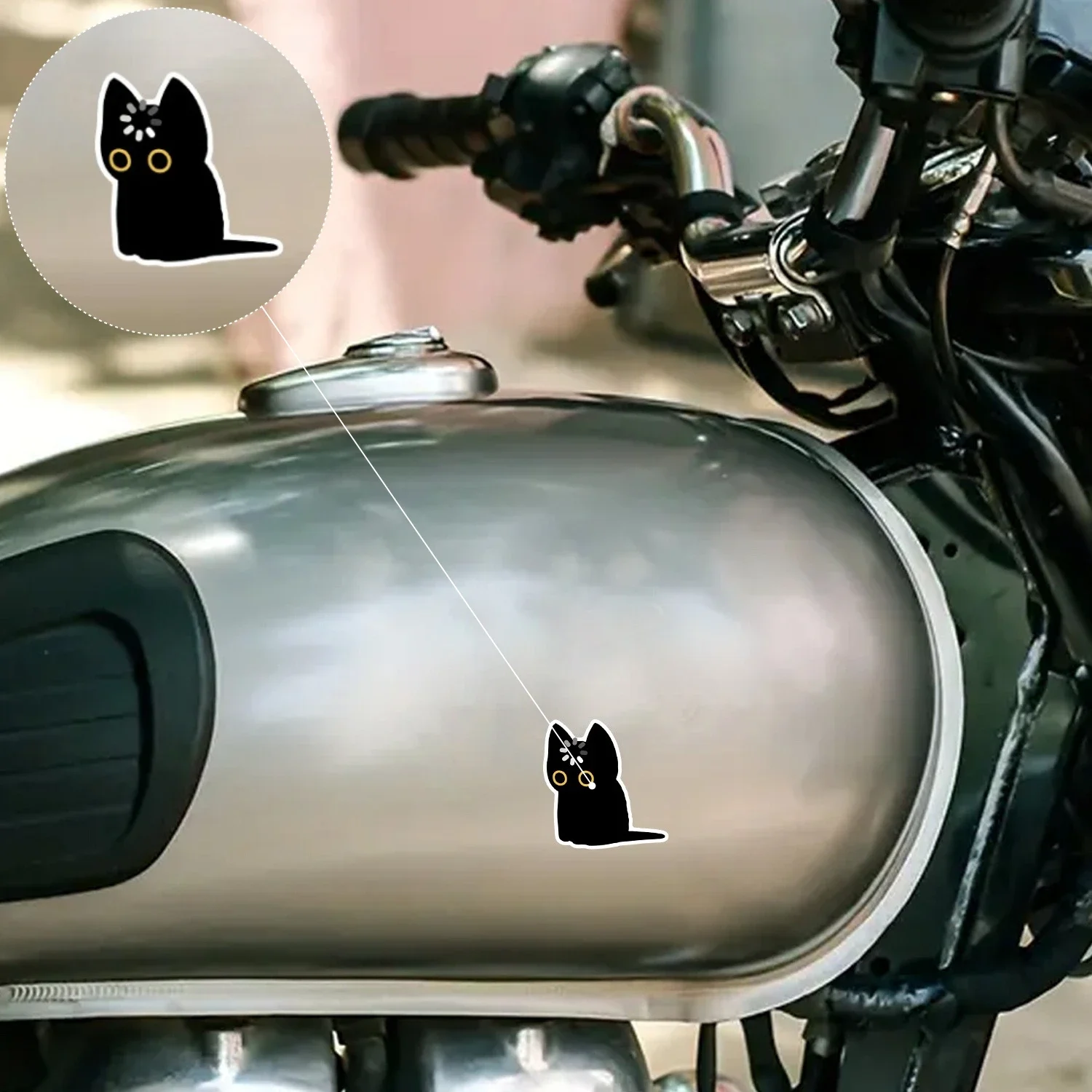 Cute Black Cat Loading Sticker Funny Vinyl Decal for Laptop Phone Car Luggage Skateboard Water Bottle Personalized Decor