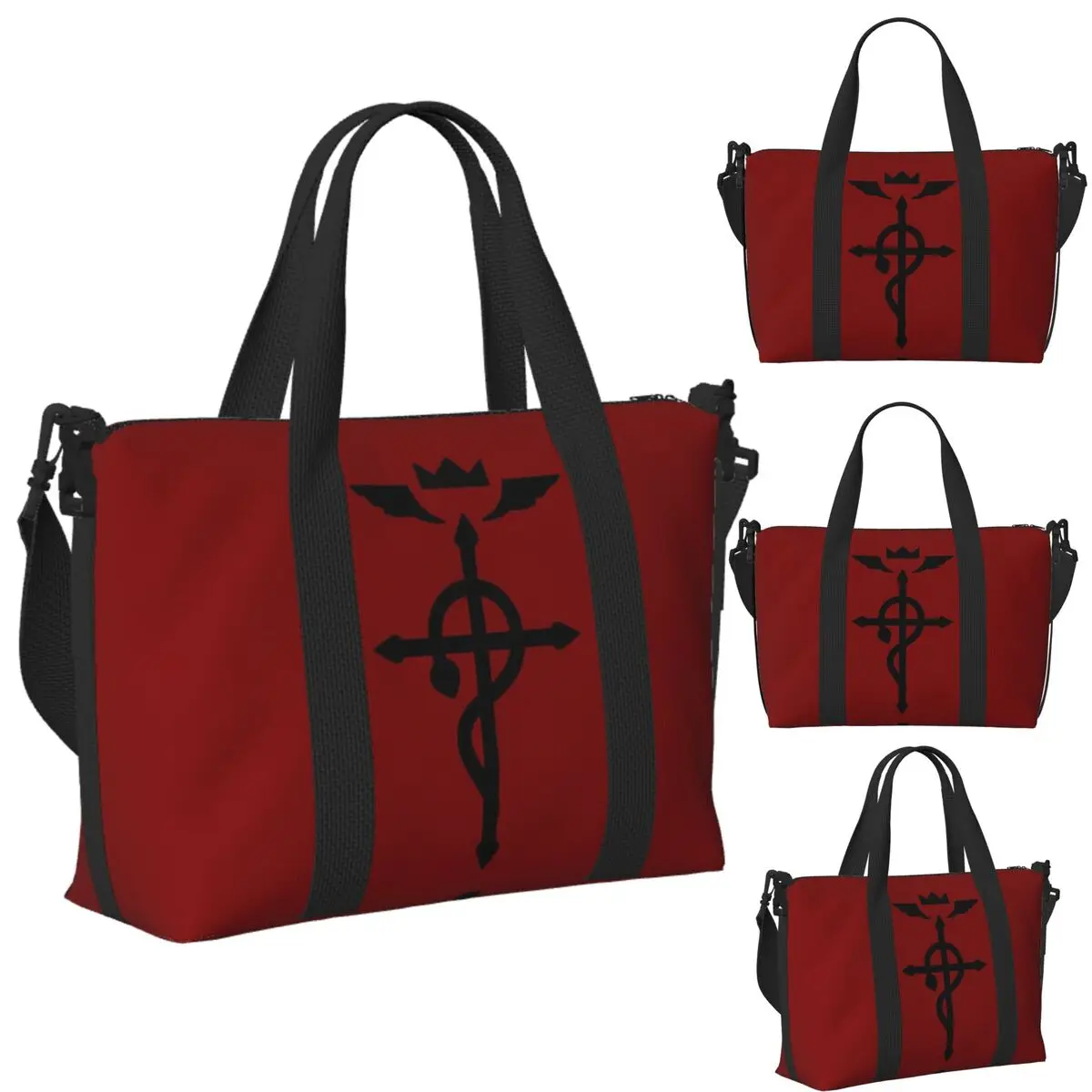 

Fullmetal Alchemist - Flamel Insignia Beach Travel Bag Large Capacity Tote Bags for Gym Sport Women Shopping Duffle Shoulder Bag