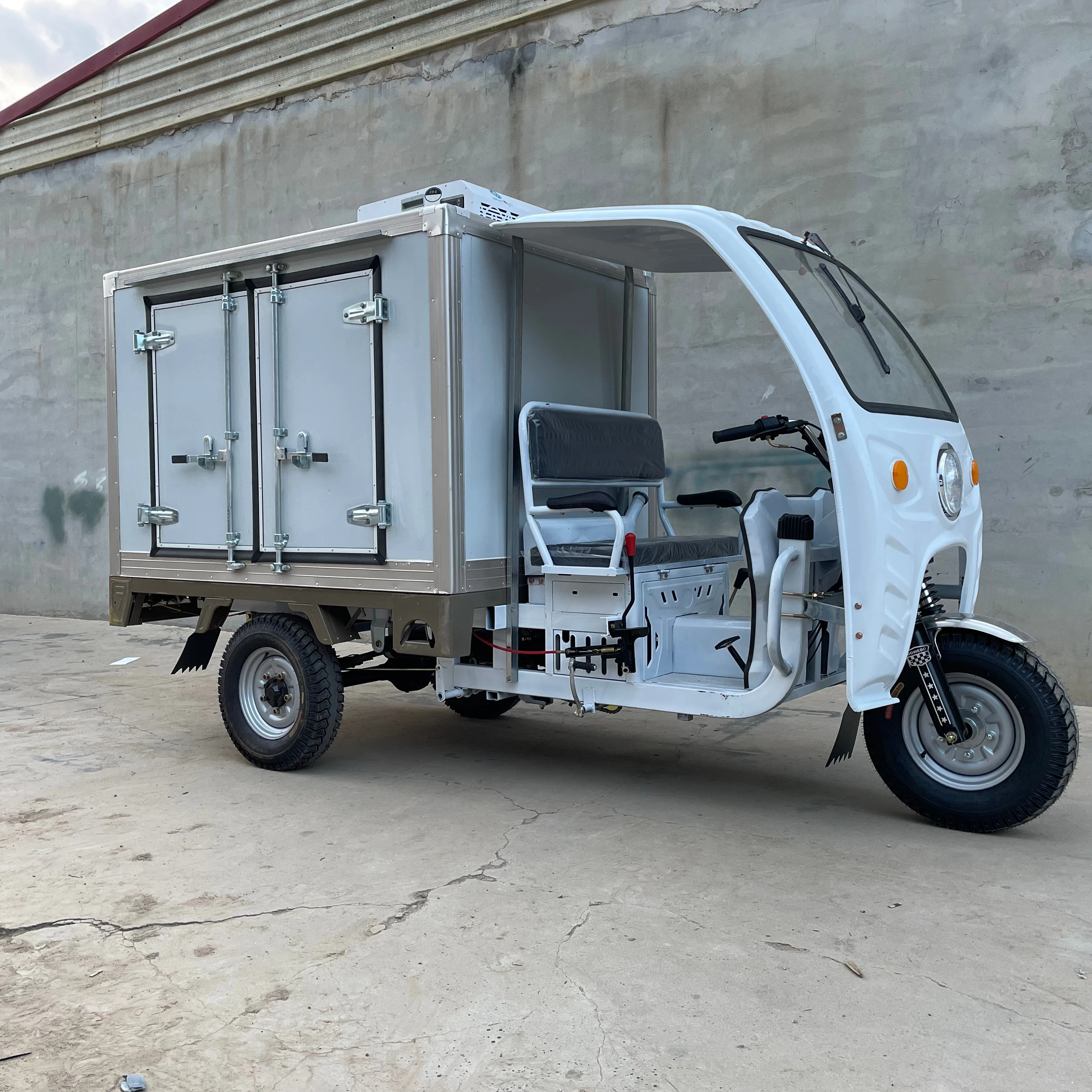 Custom 151-200cc Refrigerated Cargo Tricycle Open Fuel Powered 3-Wheel Logistics Van with Cooling Box 400kg Payload