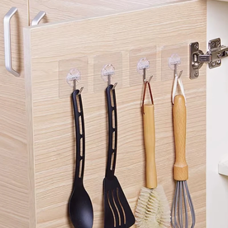 10/20 PCS Transparent Stainless Steel Self-Adhesive Hooks Bathroom Towel Clothes Storage Sticker Hooks Key Hangers Storage image 3