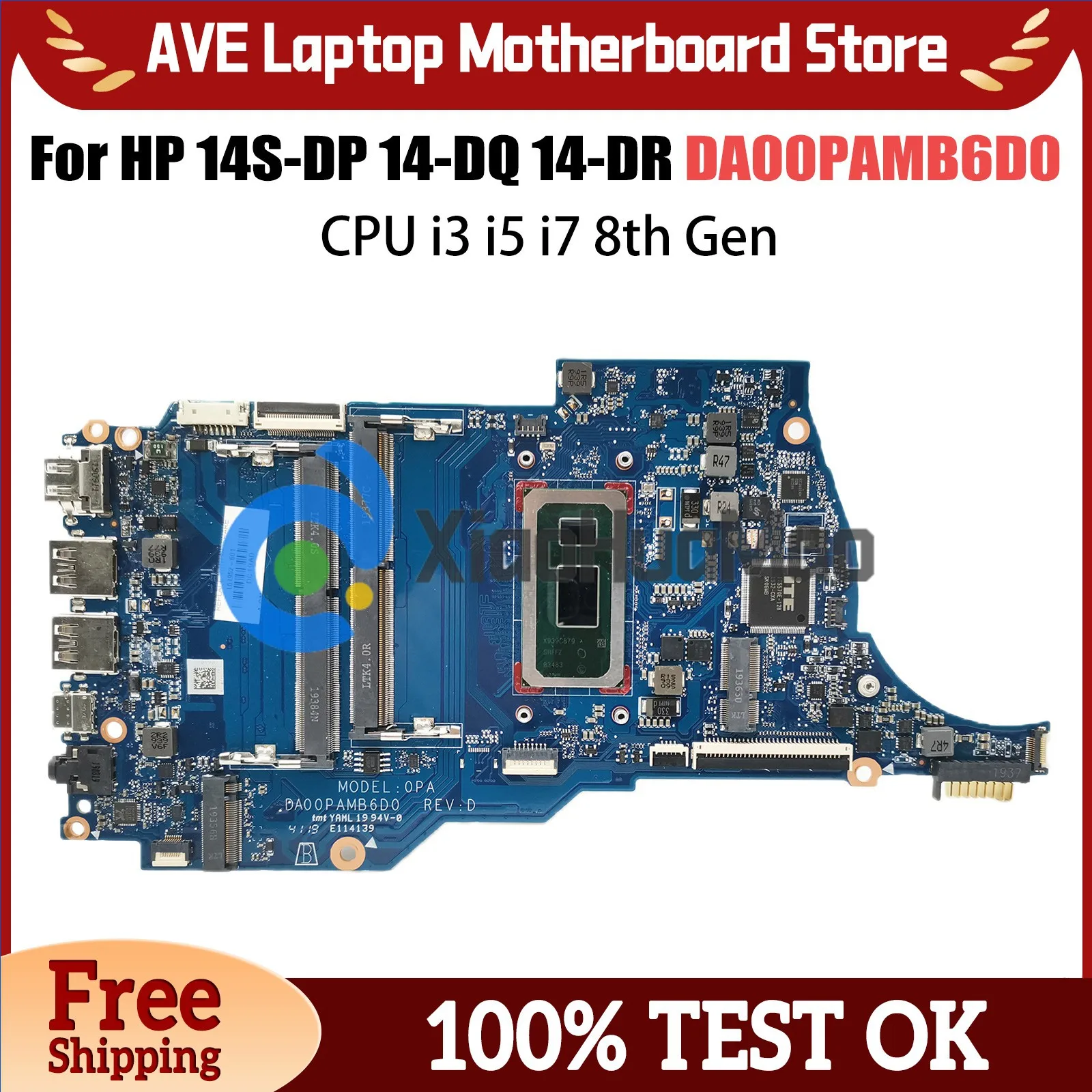 For HP 14-DQ 14S-DQ TPN-Q221 Laptop Motherboard DA00PAMB6D0 With8145U i3 8th Gen CPU Fully Tested L61952-601