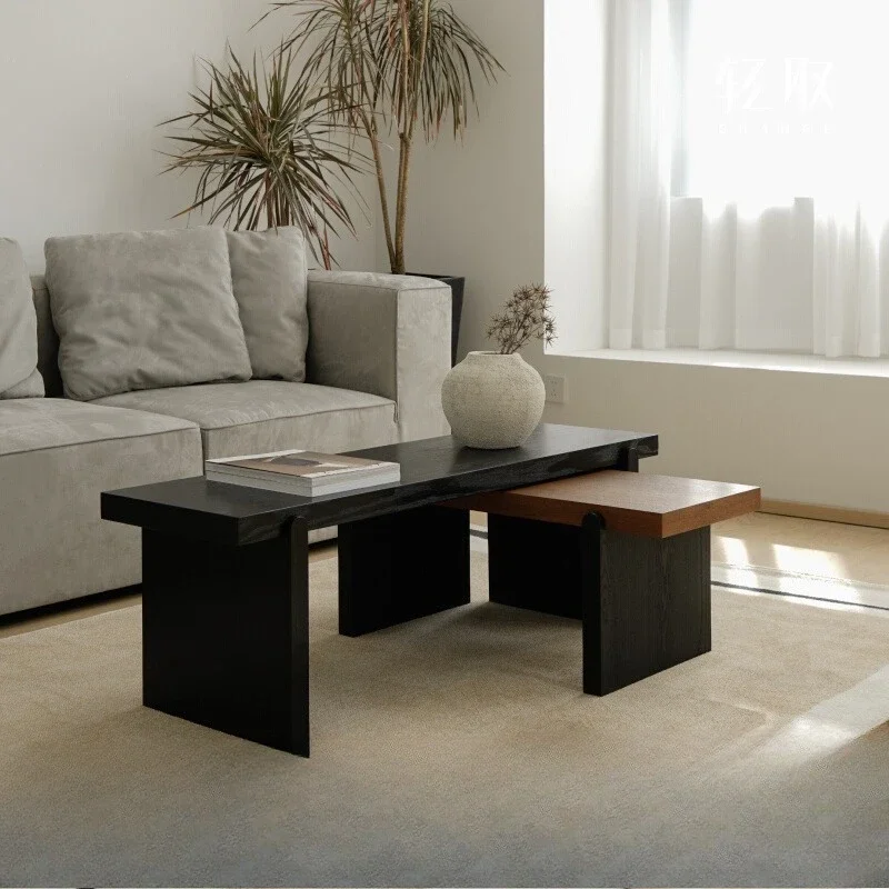 Solid wood Rubik's Cube combination coffee table, freely define the living room, spell out the smart layout, rectangular edge