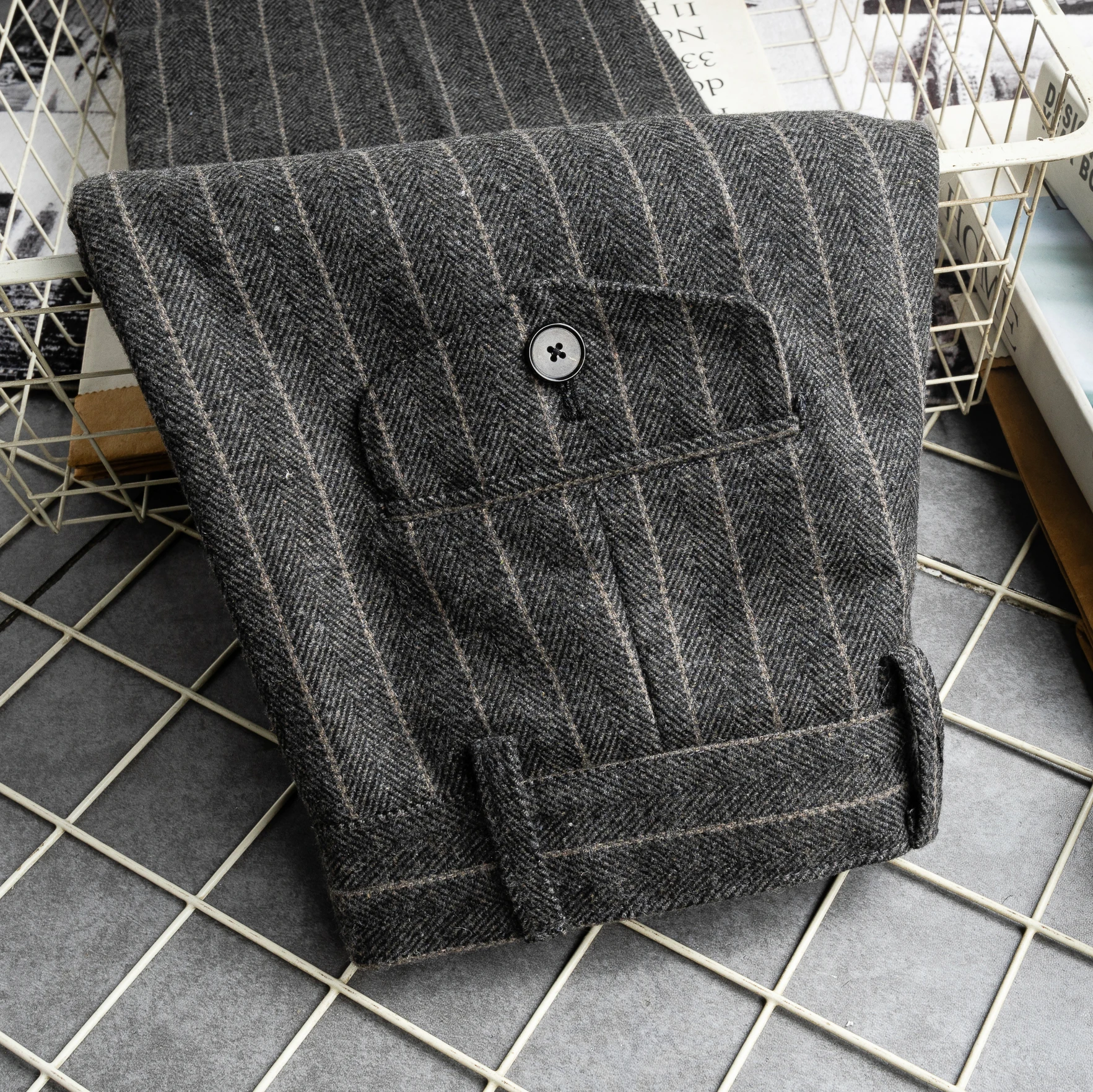 

American Sle Retro Neapolitan Striped Casual Pants Men's Busin Loose Fit Long Trousers Versatile Straight Leg Suit Pants