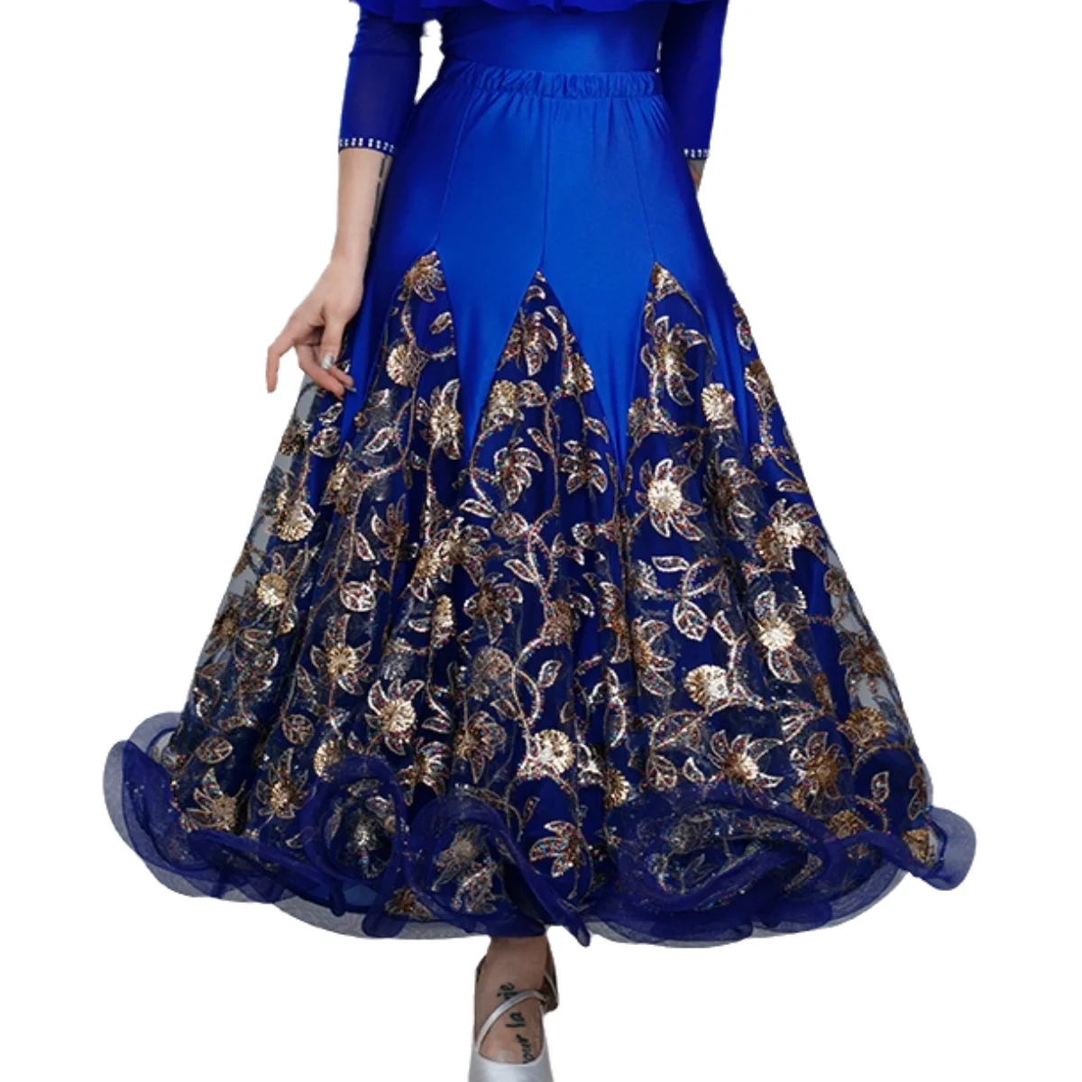 Floral Ballroom Skirt for Women Waltz Skirt Dance Clothes Spanish Flamenco Dance Skirt Party Club Skirt