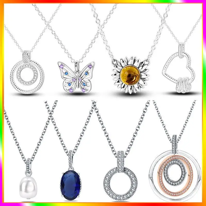 

Женское ожерелье из серебра 100% пробы, с круглой подвеской