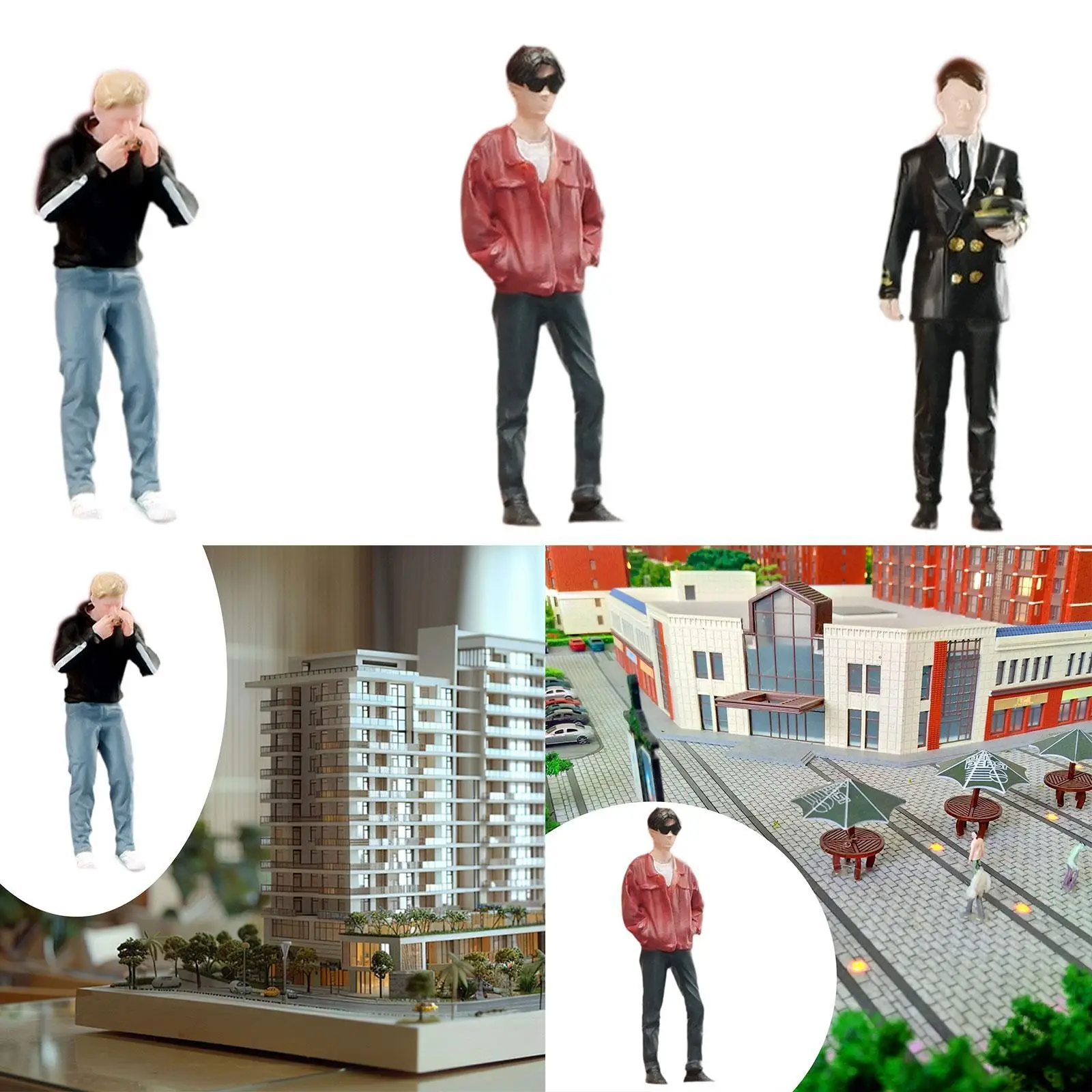 1/64 Boy Figure Handpainted Pose Scene Man Figurine Movie Props Mini Doll Desktop Ornament Sand Table Layout Decoration