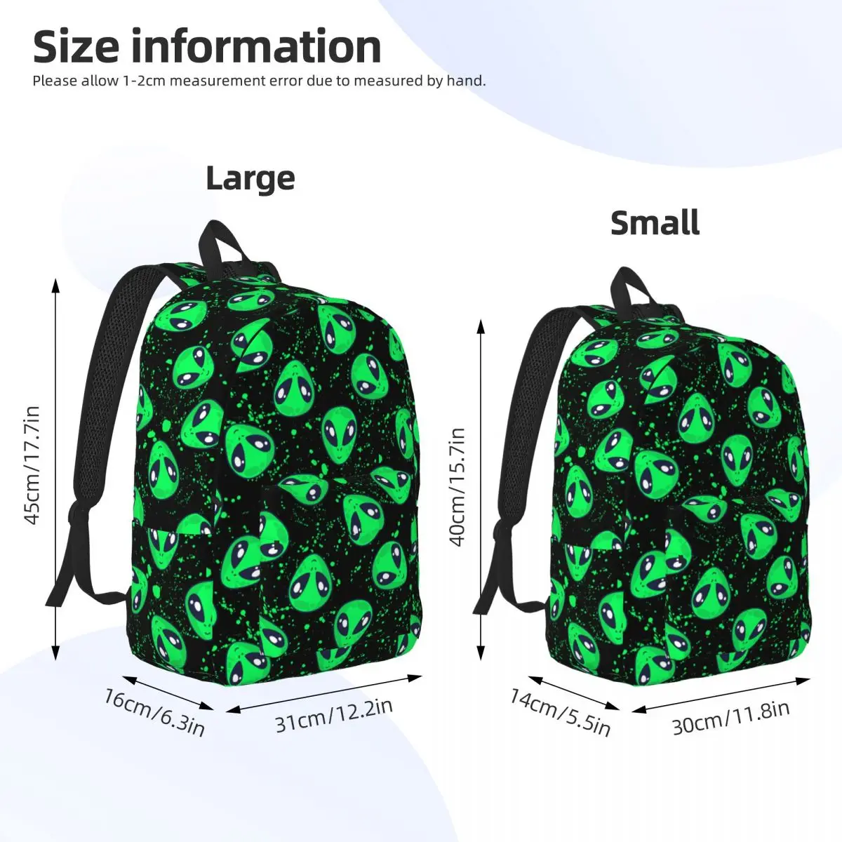 Zielony obcy plecak do przedszkola uczeń szkoły podstawowej kosmici UFO Bookbag boyboy Girl Kids Canvas Daypack Gift