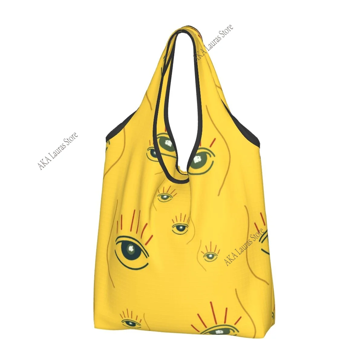Eye Abstract Simple Cute Yellow Pattern Grocery Shopping Bag Shopper Tote Shoulder Bag Large Handbag