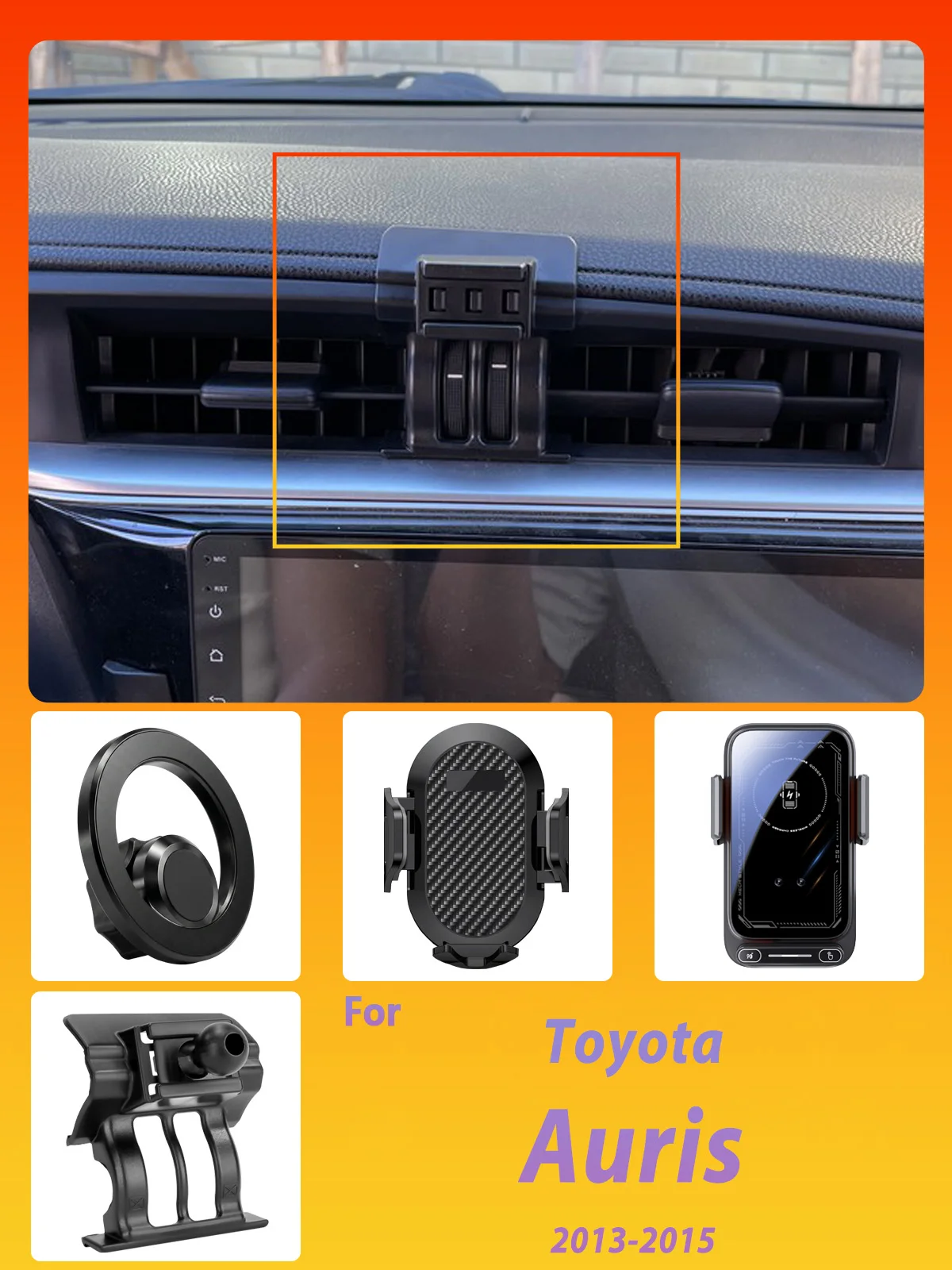Entwickelt für Toyota Auris 2013 2014 2015: Magnetische Handyhalterung mit intelligenter Sensorik, kabelloser Ladefunktion und Ein-Klick-Freigabe – Detail 2