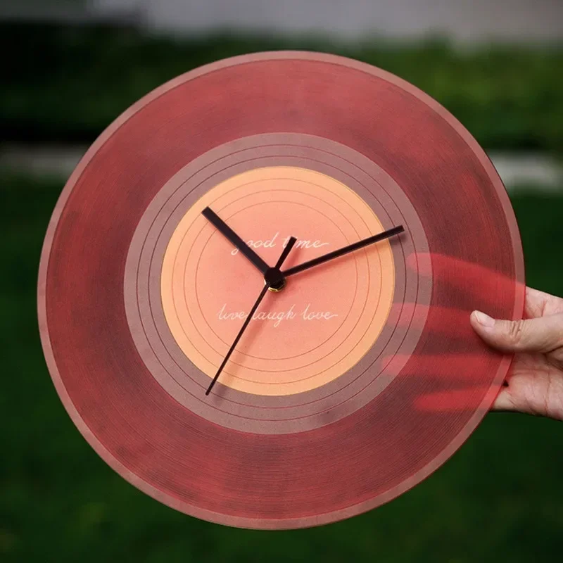 Translucent color glue record clocks, simple light luxury record photo frame clocks and watches ornaments