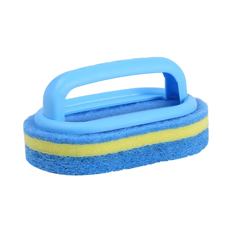 1PC Kitchen Cleaning Brush with Handle - Pot Washing Sponge High-Density Thick Scouring Pad Ceramic Tile Wall Cleaning Brush