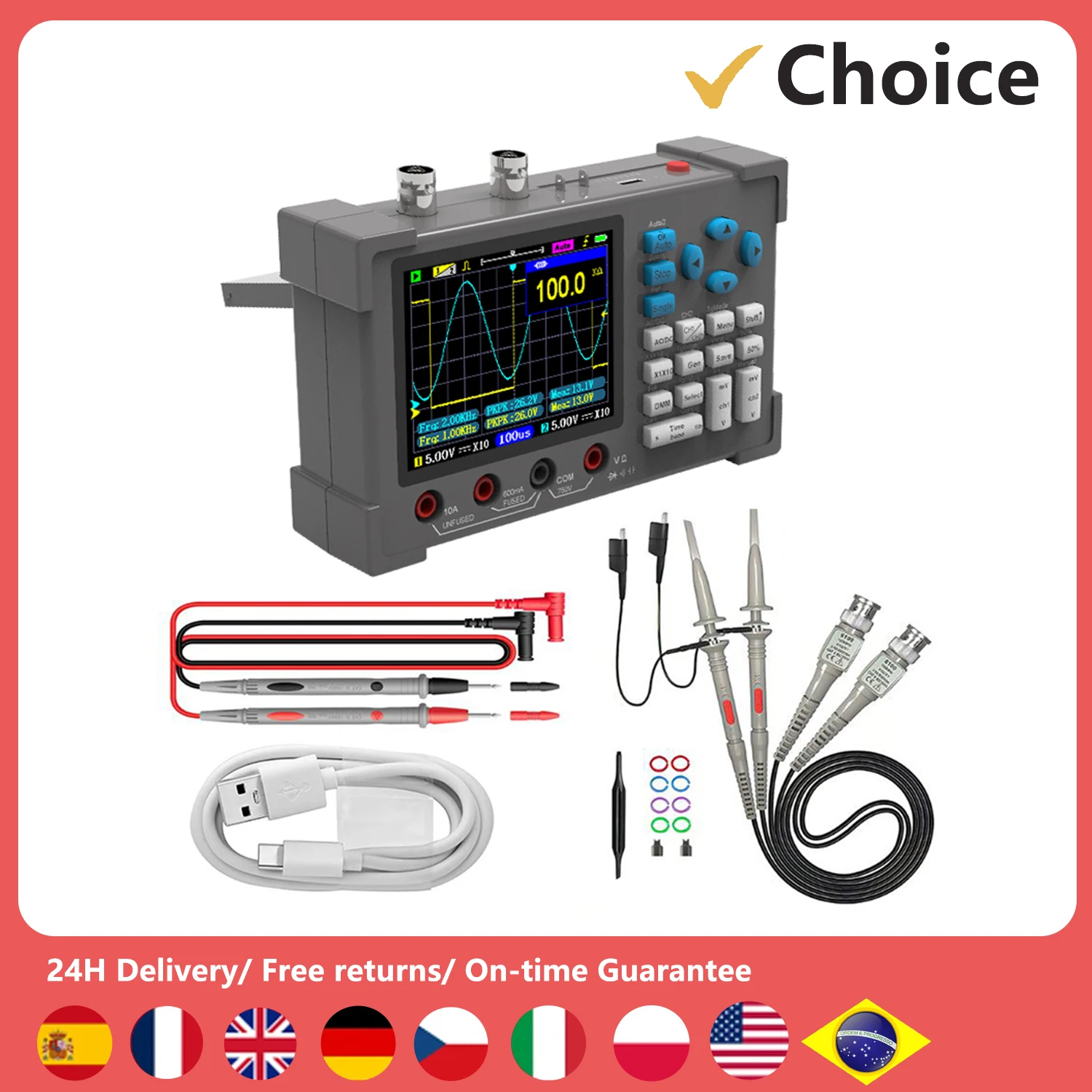 

3 в 1 осциллограф генератор сигналов Oscope ручной 120 МГц полоса пропускания Мвыб/с канал выборки для DIYand электронного тестирования