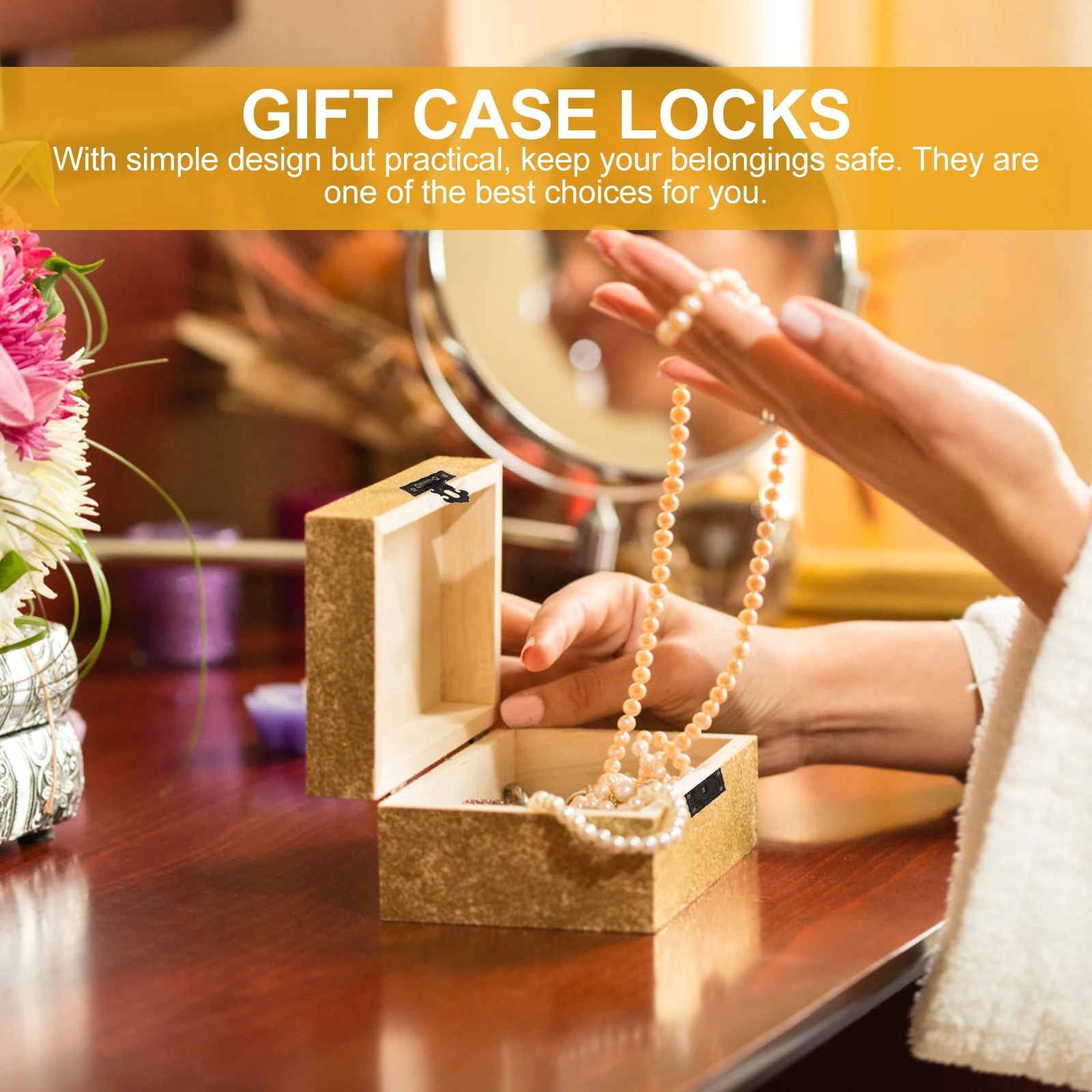 

4 Pcs Vintage Alloy Square Buckle Cabinet Latch Buckles Zinc Wooden Case Latches