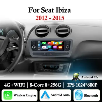 Android 16 Carplay para Seat Ibiza 2012 2013 2014 2015 Radio de coche Reproductor multimedia de video GPS Navegación WiFi +4G Pantalla táctil 1