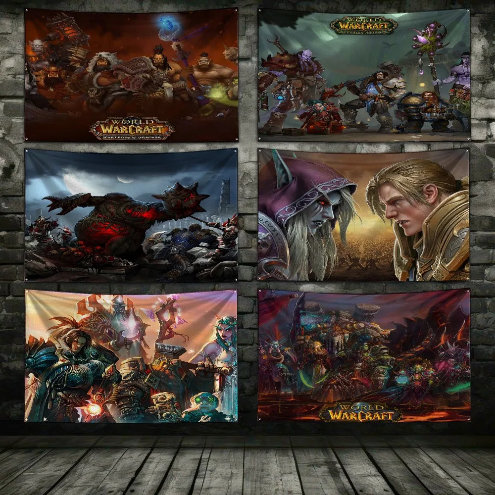 Game W-World of Warcraft Flag 3X5 Ft Personalized Flags Design Your Image Funny Tapestry Poster Dorm Room, Living Room, Bedroom