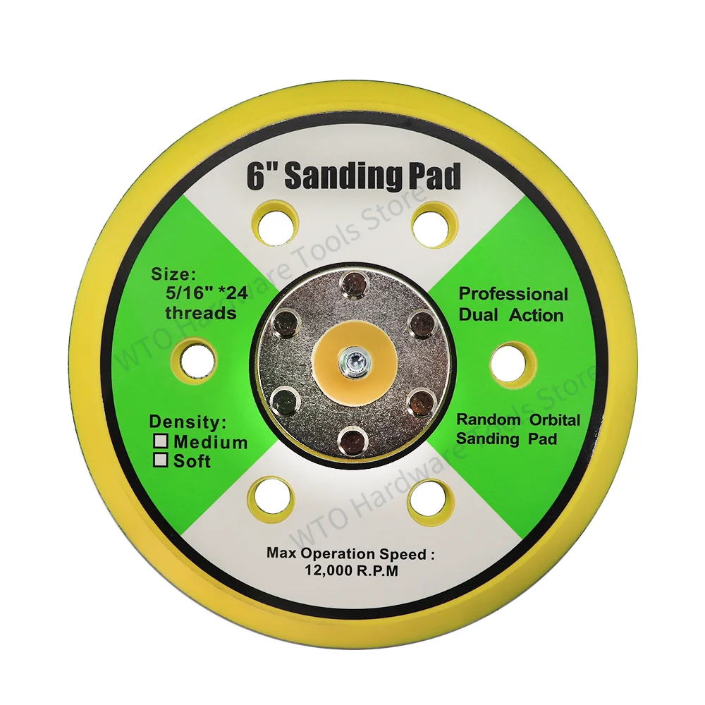 1PC 6 Inch 6 Hole Sanding Pad with 5/16