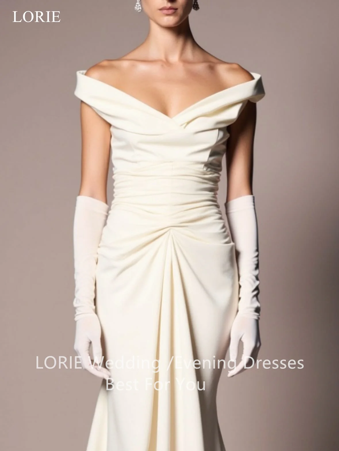 

LORIE Simple Mermaid Party Dresses Off The Shoulder Sleeveless Evening Prom Dress Pleats Floor-Length Prom Gowns Customized