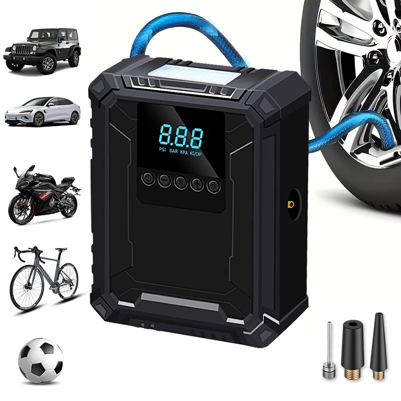 

Portable Air Compressor Wireless Tire Inflator 150PSI Air Injector with LED Light for Car Motorcycle Bike Ball Electric Air Pump