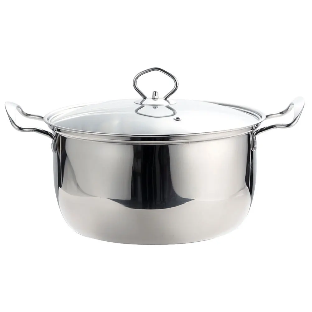 

Anti-Stick Soup Pot Large Capacity Stainless Steel Double Handle Stockpot For Induction Gas Stove Ramen Noodle Cooking