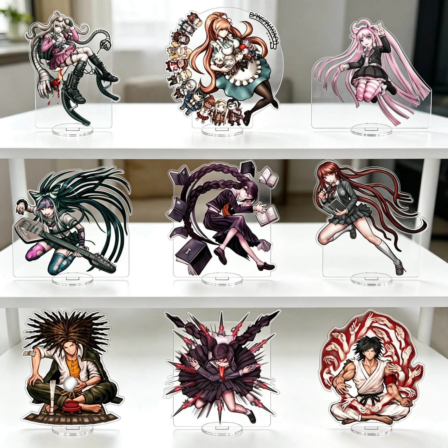 15cmAnime Danganronpa Makoto Naegi Keychain Acrylic Stand Model Plate Trigger Happy Havoc Figure Desk Decoration Toys Gift