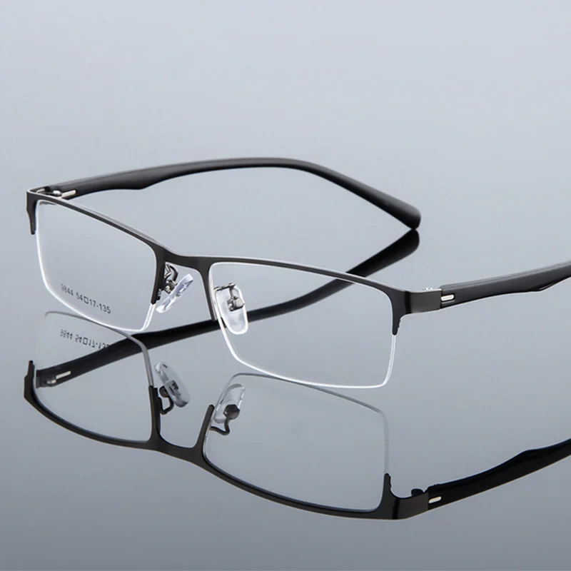 Metal Semi-Rimless Square Prescription Short-shor Eyeglasses with Anti-UV Coating Photochromic Myopia Eyewear 0 -0.5 -0.75 To -6