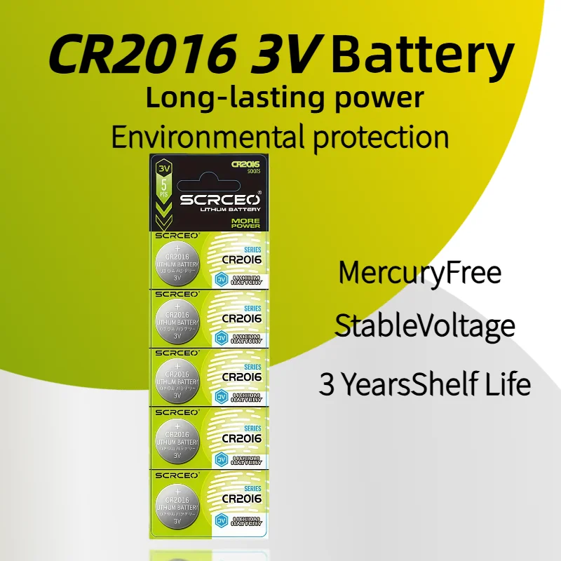 

CR2016 3V Button Battery Long-Lasting Leak-Proof Mercury-Free Stable Voltage for Watches Toys Medical Devices Electronics