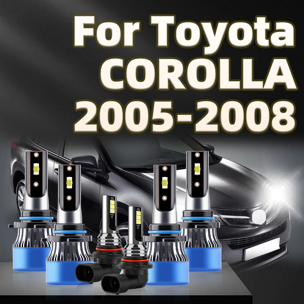 

6Pcs 6000K Car Headlight 9005 9006 Auto 30000Lm LED Lamp Fog Bulb Kit For Toyota COROLLA 2005 2006 2007 2008