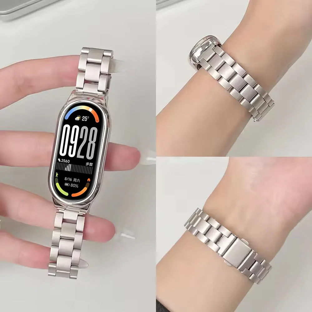 Metal Strap For Xiaomi Mi Band 10 9 8 Smart Watchband Replacement Stainless Steel Bracelet For Mi Band 8 9 10 Wristband Correa
