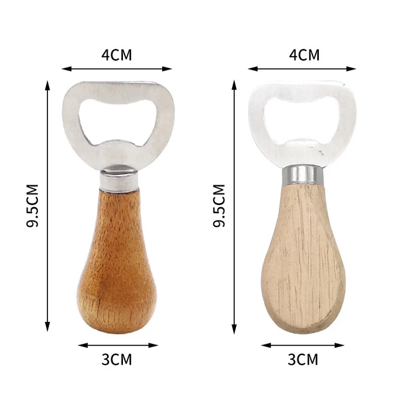 

100Pcs Small Bottle Opener Wood Handheld Wine Beer Soda Glass Cap Opener for Home Kitchen Bar Stainless Steel bottle Opener