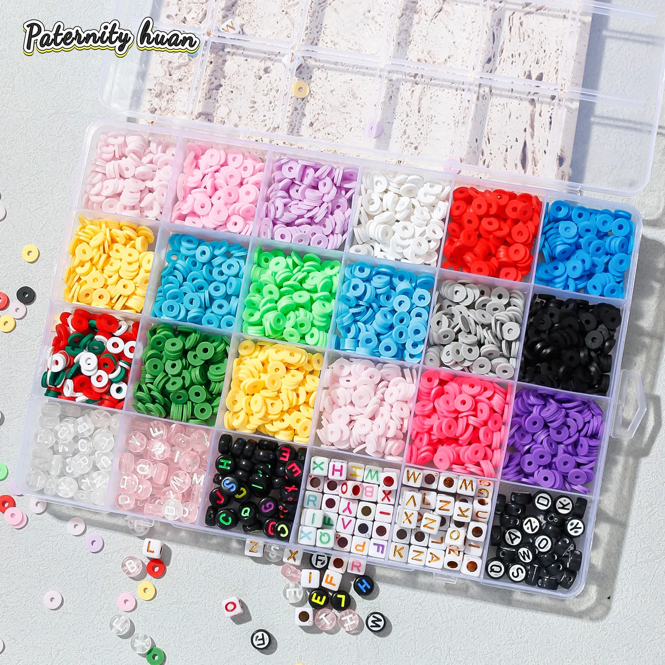 

24Grids Polymer Clay Acrylic Letters Jewelry Beads For Bracelet Necklace Earrings Handmade Craft DIY Jewelry Making