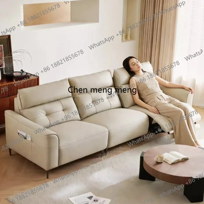 

Nordic Living Room Electric Sofa Genuine Leather Minimalist Retractable Electric Sofa Floor Design Furniture