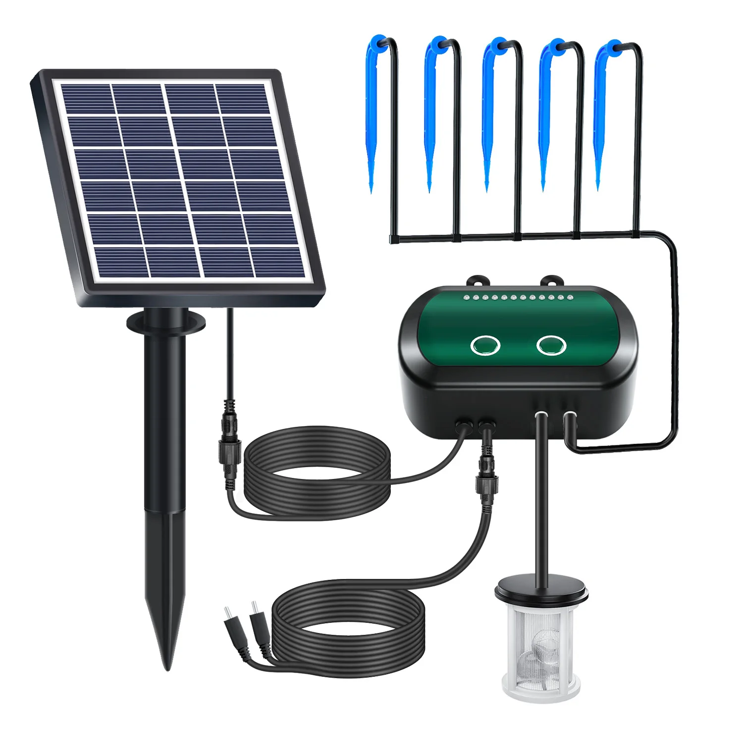 

Solar Power Auto Drip Irrigation System Garden Dripper Kit Micro Drip PumpsGreenhouse Backyard Watering Controllers