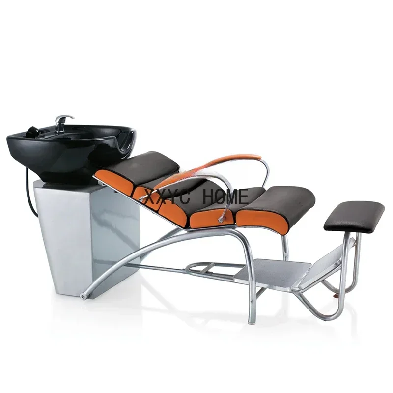 

Lying Half High-End Shampoo Chair Hair Saloon Dedicated Ceramic Basin Stainless Steel Hair Flushing Bed