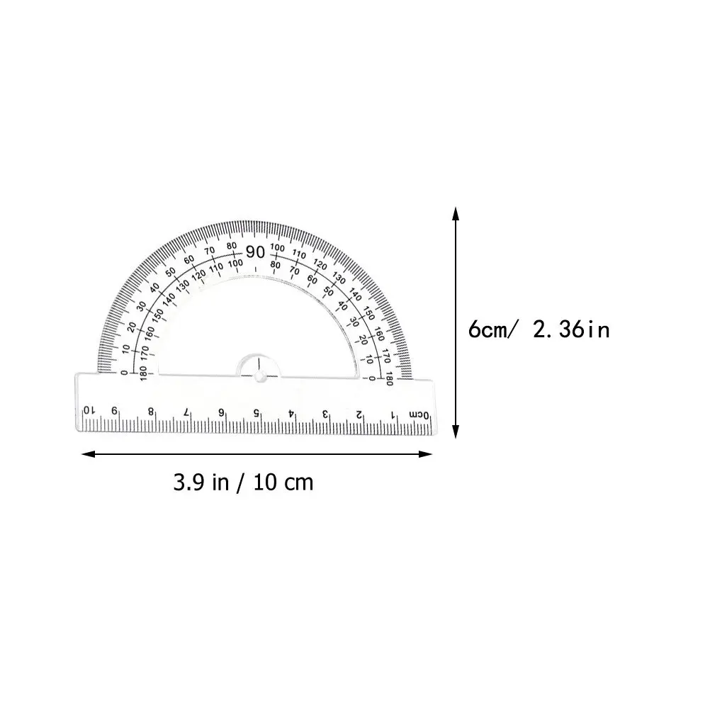 30Pcs Sturdy Plastic Protractor 180 Degree Math Tool Dual Scale Centimeter Inch Ruler for Drawing Drafting Measuring Student