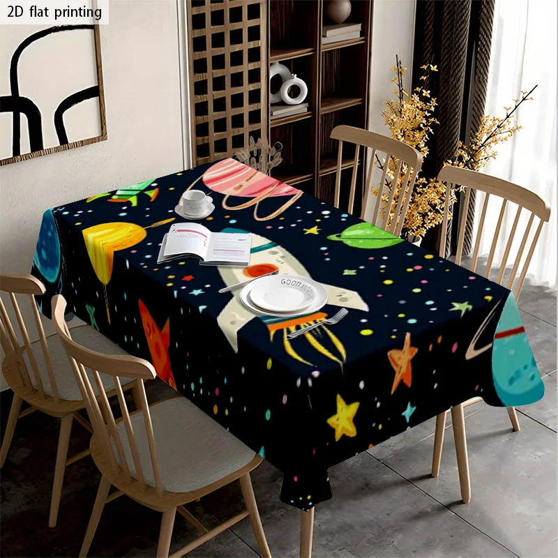 Vibrant Galaxy Stars Tablecloth Waterproof Spillproof Picnic Outdoor Dining Table Cover for Patio Decor