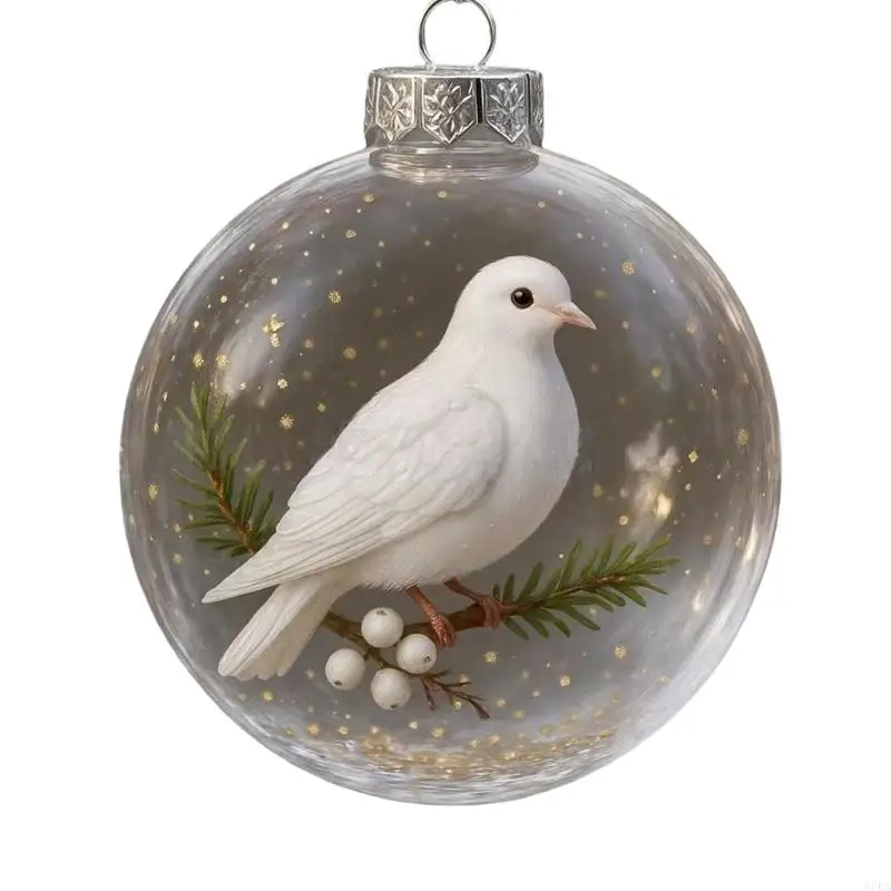   Red Nature Bird Ornament Crystal Acrylic 3D Design Christmas Ball Hanging Pendant Seasonal Room Decors Handcrafted Gift