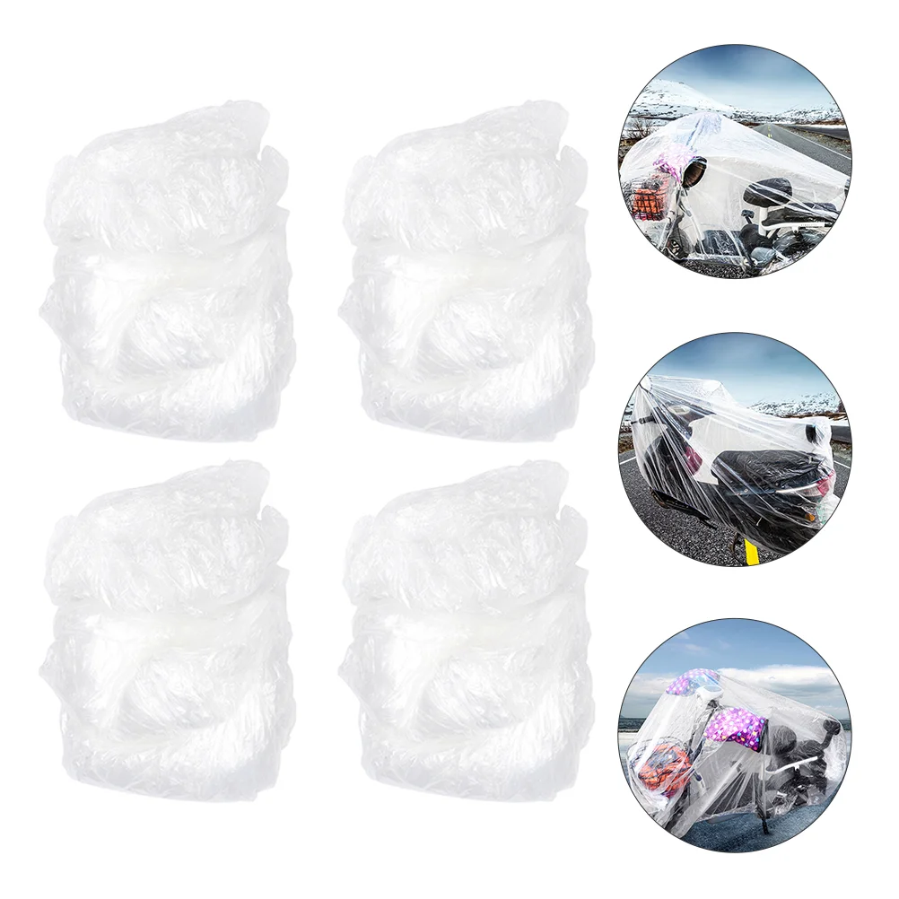 4 Pcs Disposable Car Cover Motorcycle Outdoor Bike Waterproof Protector Protective