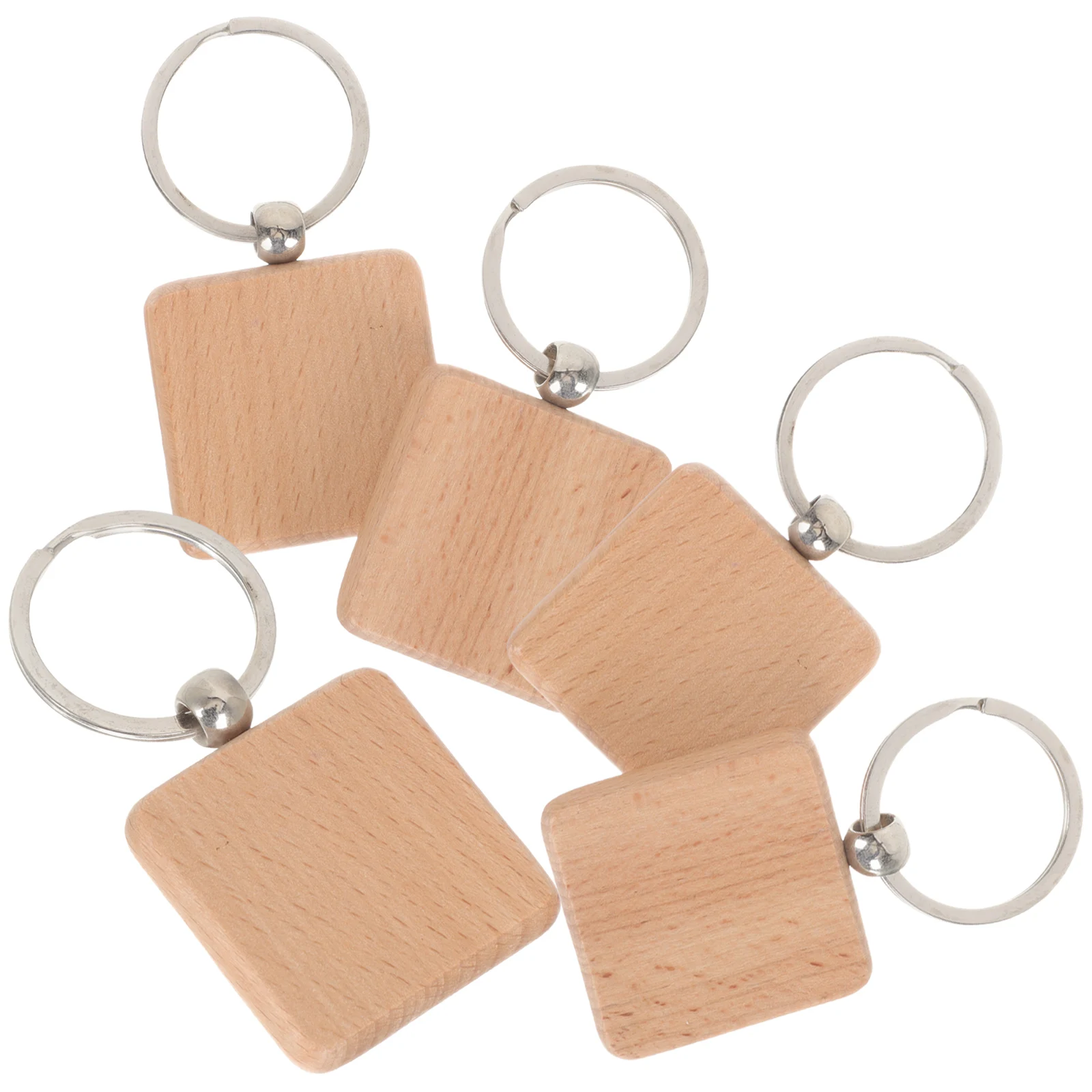 

5pcs Wooden Keychain Blanks Light Brown Unfinished Keyrings for Crafts Bulk Diy Keychains Personalized Gifts Sewing Accessories