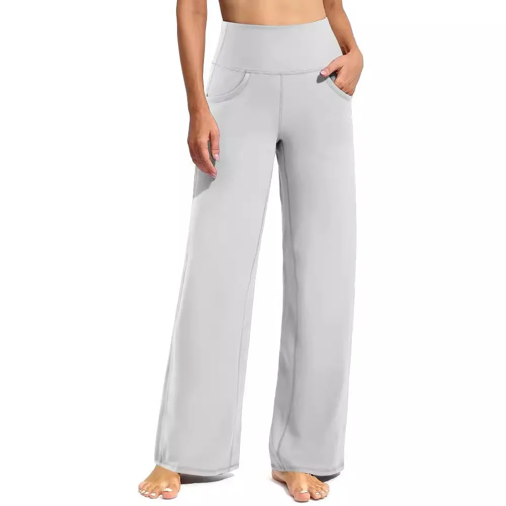 

European and American Solid Color Straight Leg Casual Long Pants, Women's Autumn and Winter New High-waisted, Wide-legged Pants